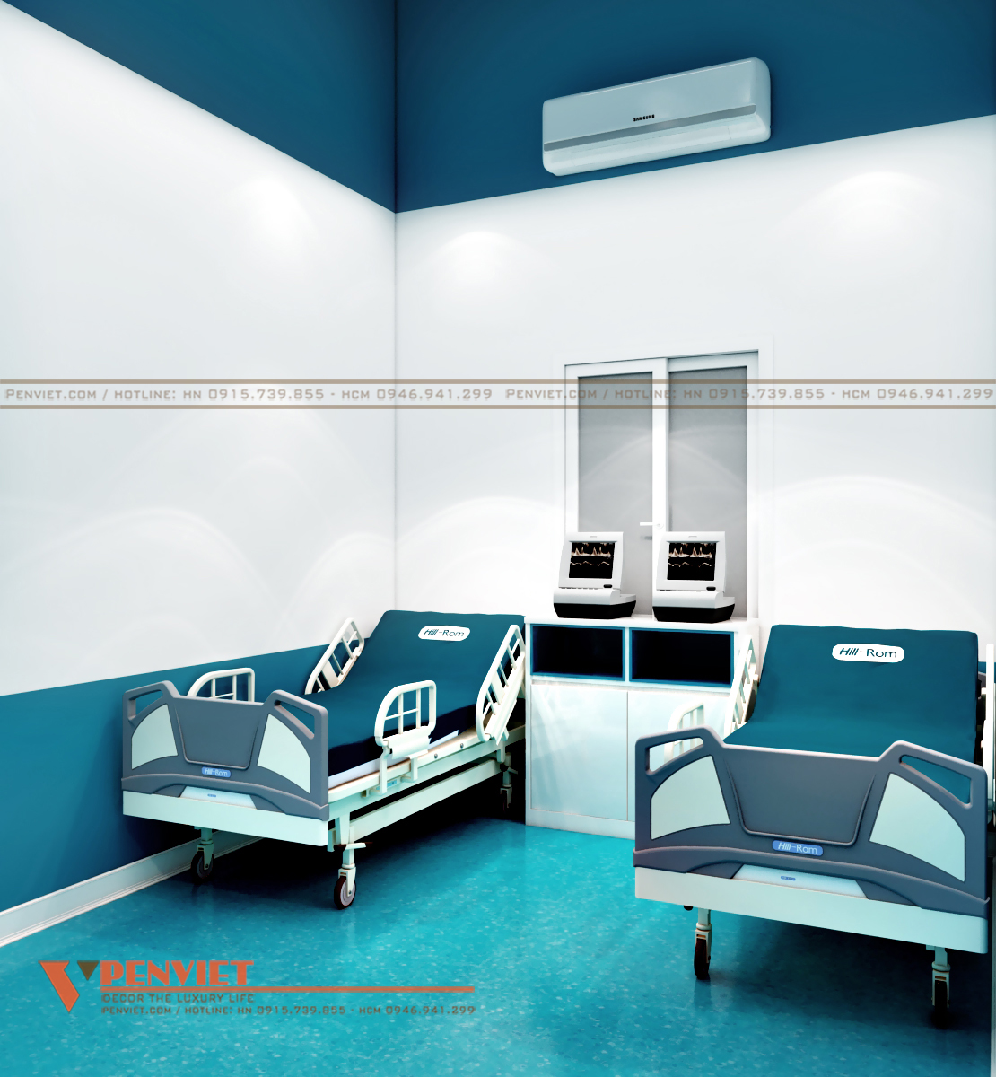 Màu sắc trang nhã đảm bảo sự nhất quán trong mẫu thiết kế phòng khám đa khoa