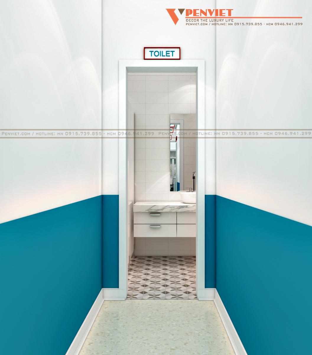 Khu vực vệ sinh hiện đại, sạch sẽ