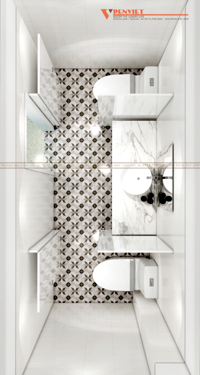 Khu vực vệ sinh hiện đại, sạch sẽ