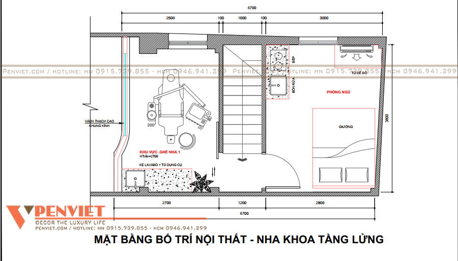 Bố trí nội thất tầng lửng