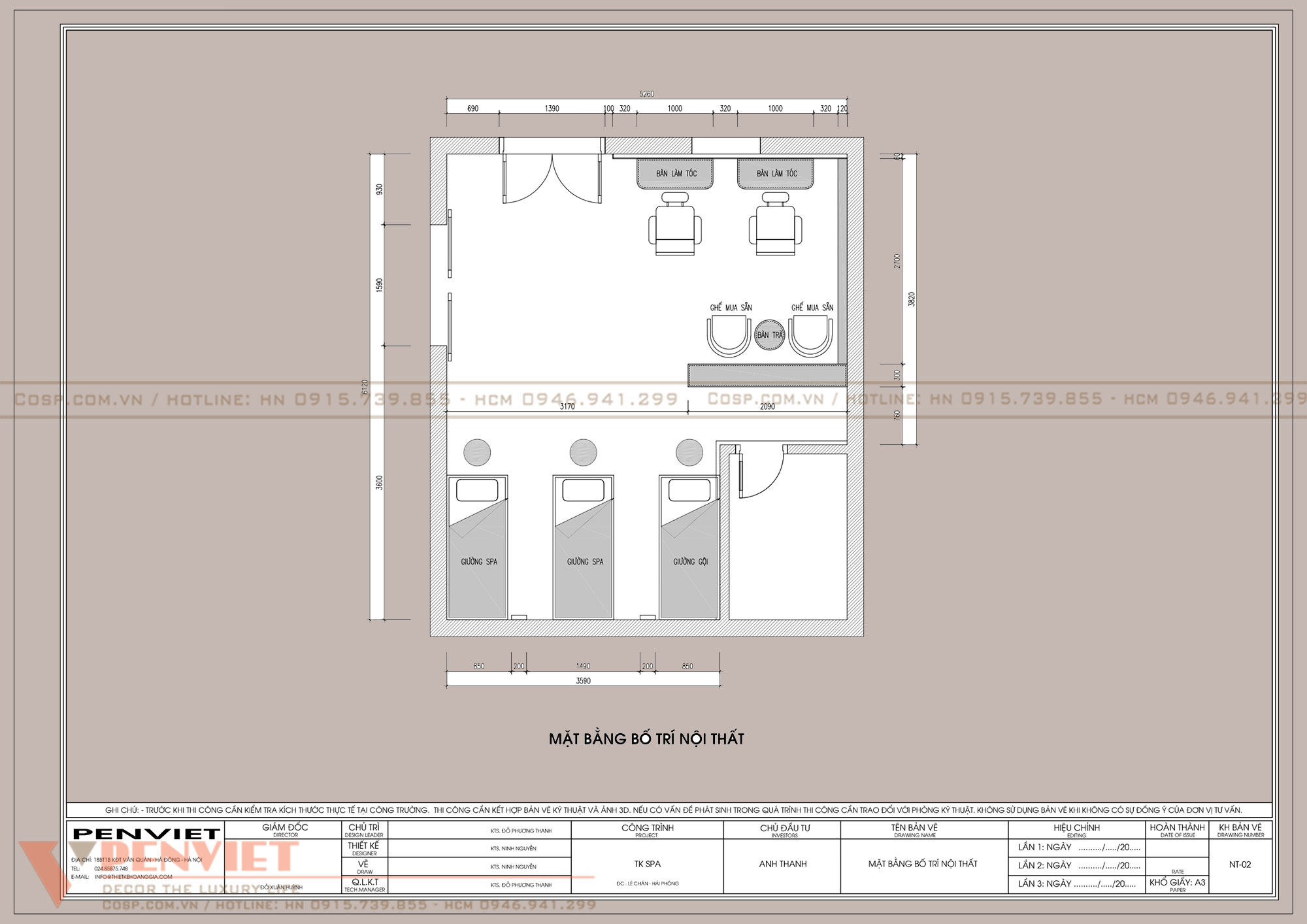 Hình ảnh bố trí mặt bằng dự án Phương Anh Beauty 