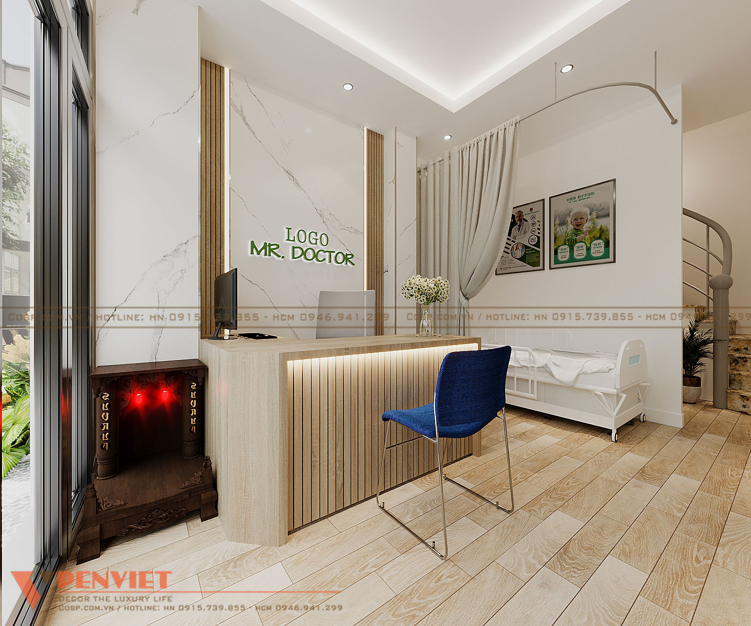 Không gian tư vấn tiếp đón khách hàng đơn giản, hiện đại