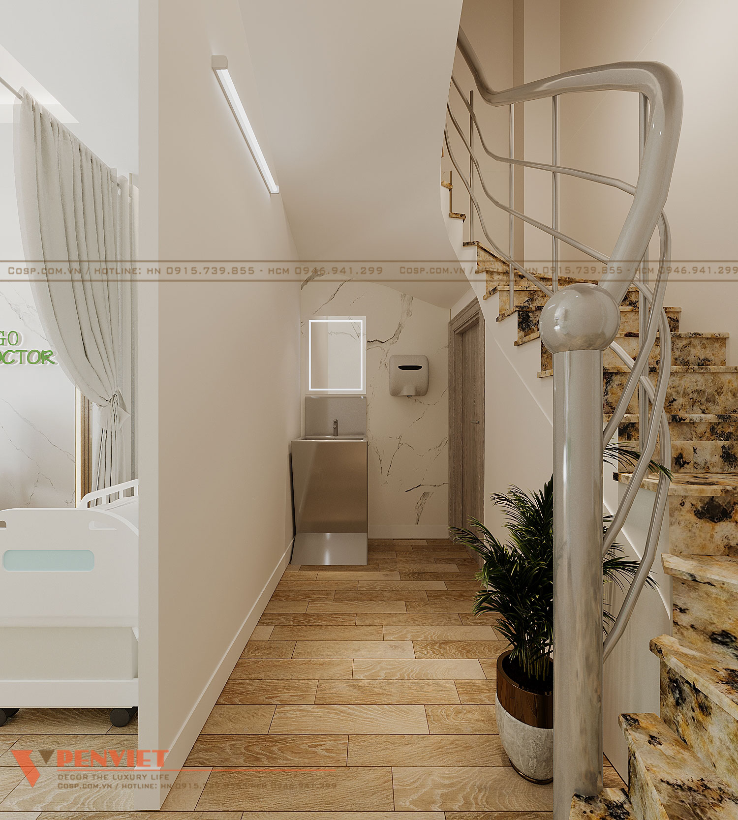 Khu vực lên tầng 2 được setup thành khu vực vệ sinh