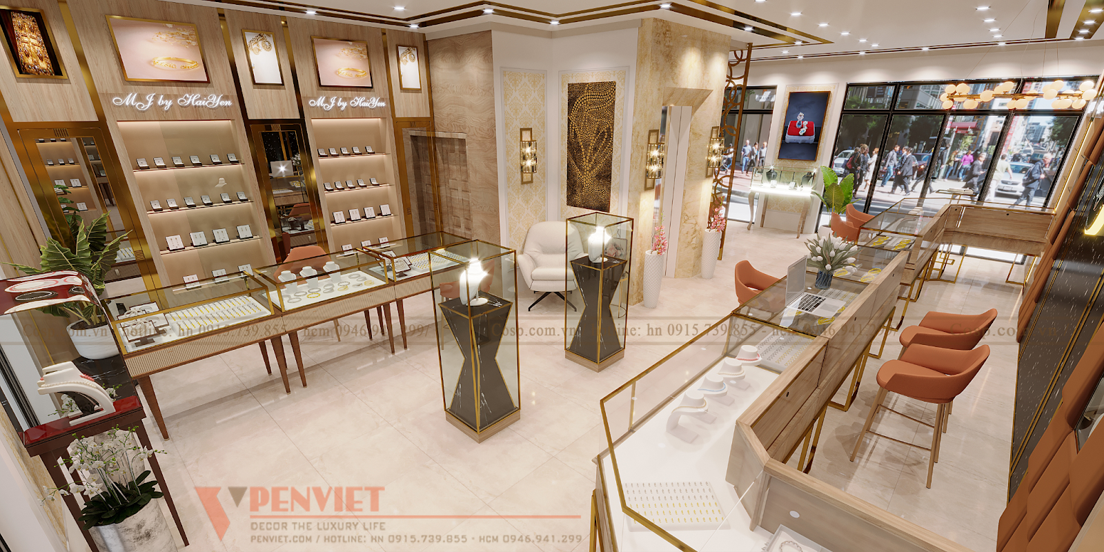 Không gian tiệm vàng sang trọng, hiện đại