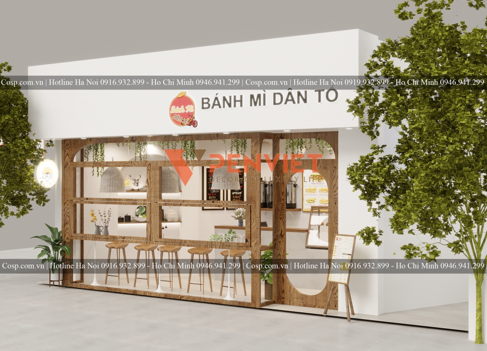 Thiết kế mặt tiền ấn tượng của thương hiệu Bánh Mì Dân Tổ