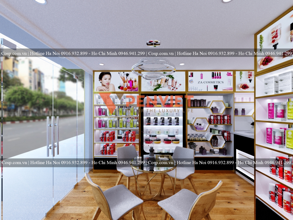 Thiết kế shop mỹ phẩm cần có nội thất chất lượng