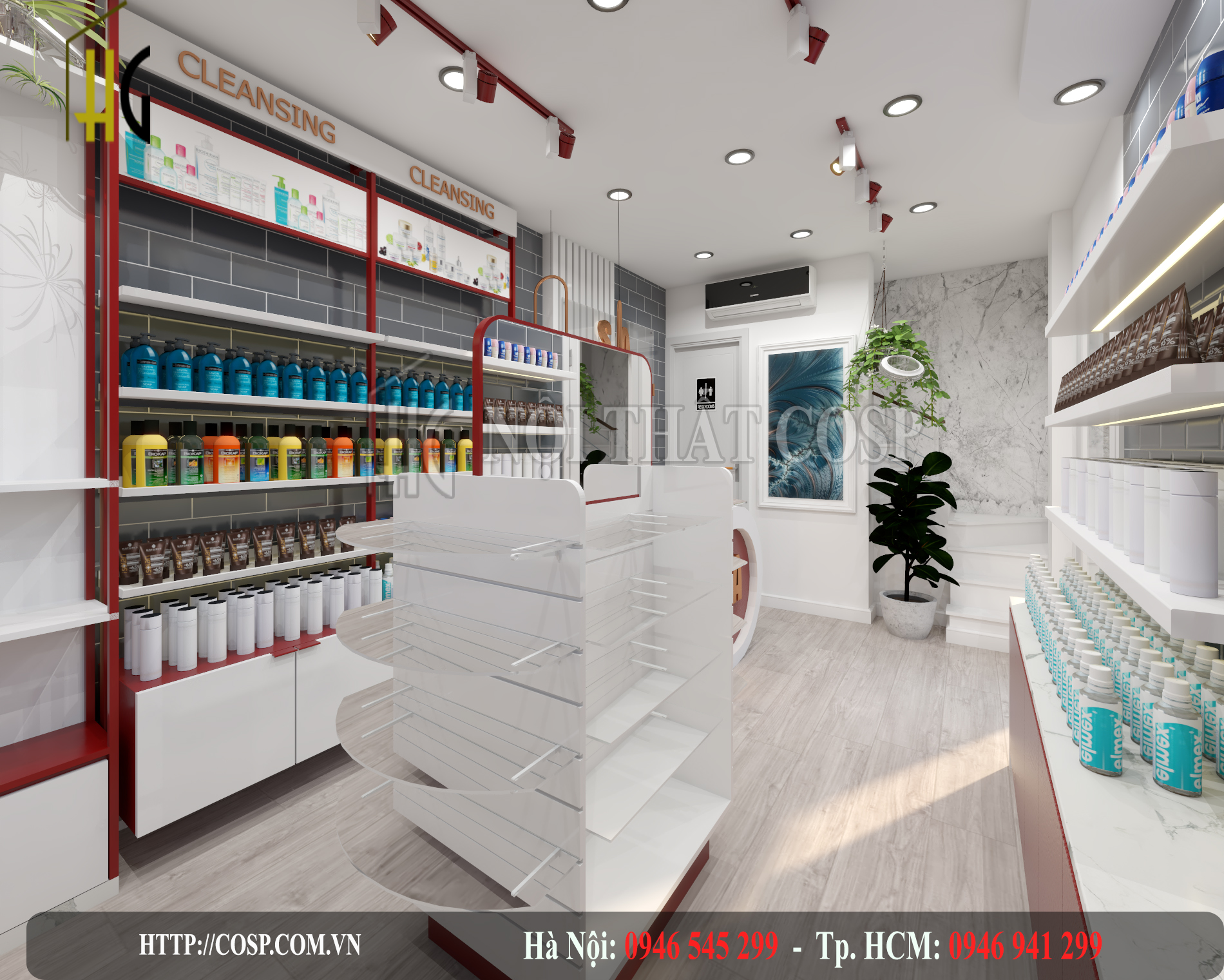Thiết kế cửa hàng đẹp, lôi cuốn bằng tone màu trắng sữa