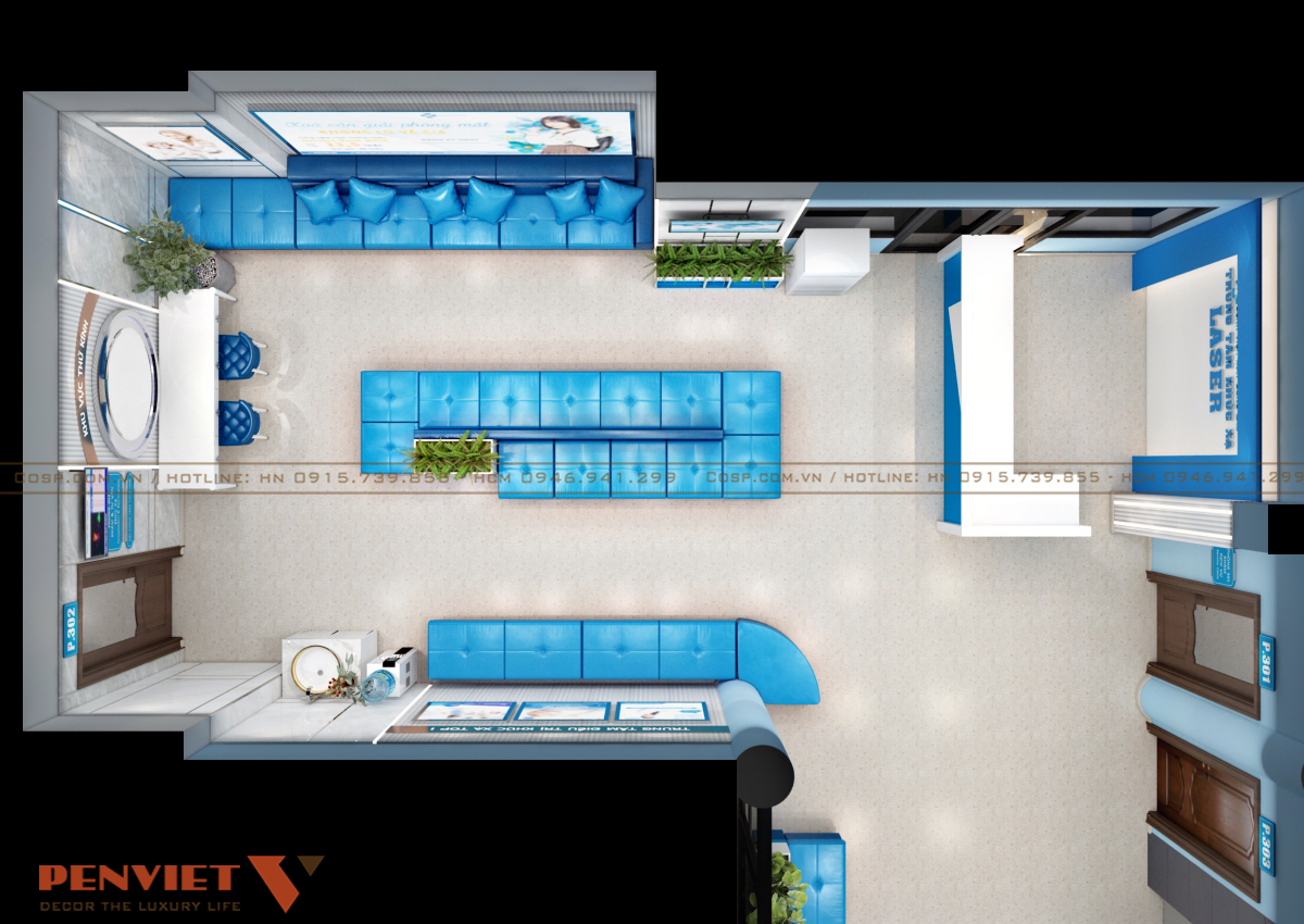 Tổng thể không gian phòng chờ nhìn từ trên cao