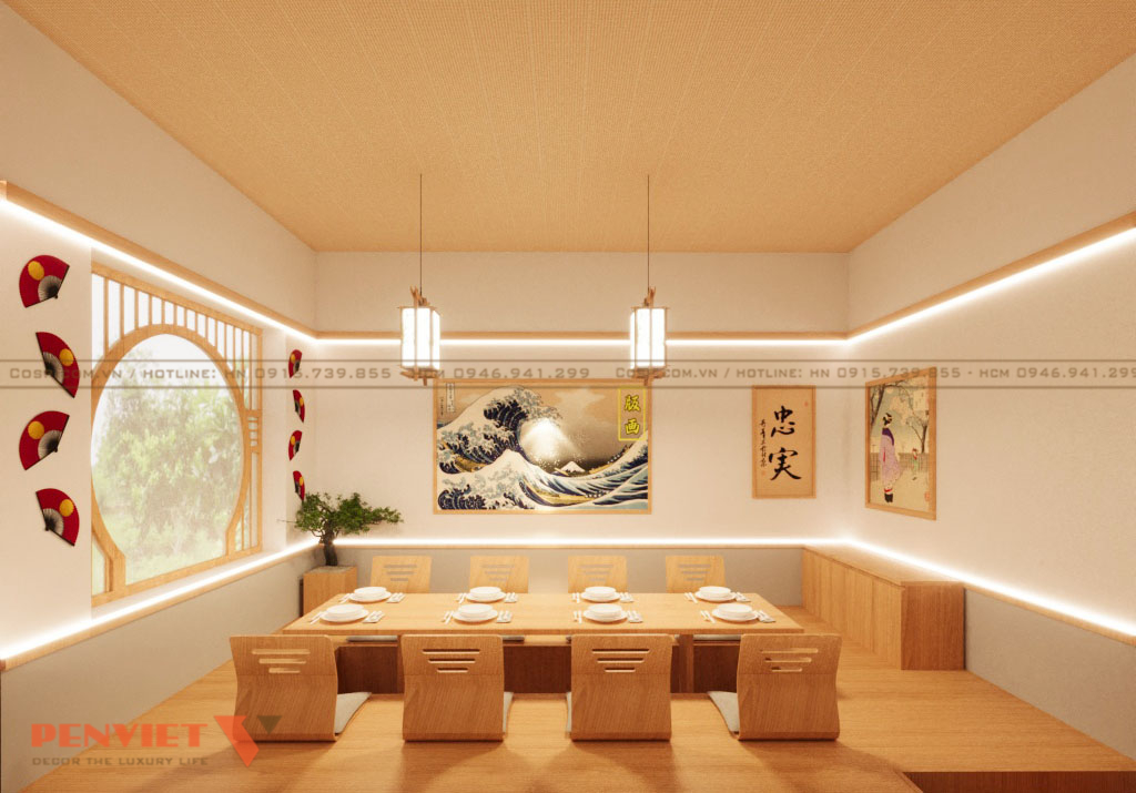 Thiết kế nội thất nhà hàng sushi Nhật Bản