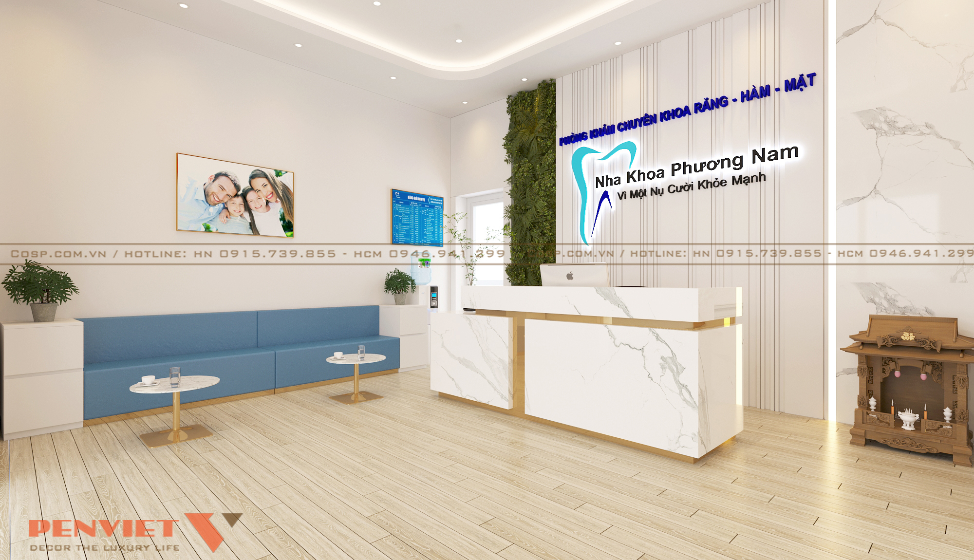 Khu vực bàn ghế tiếp đón khách hàng