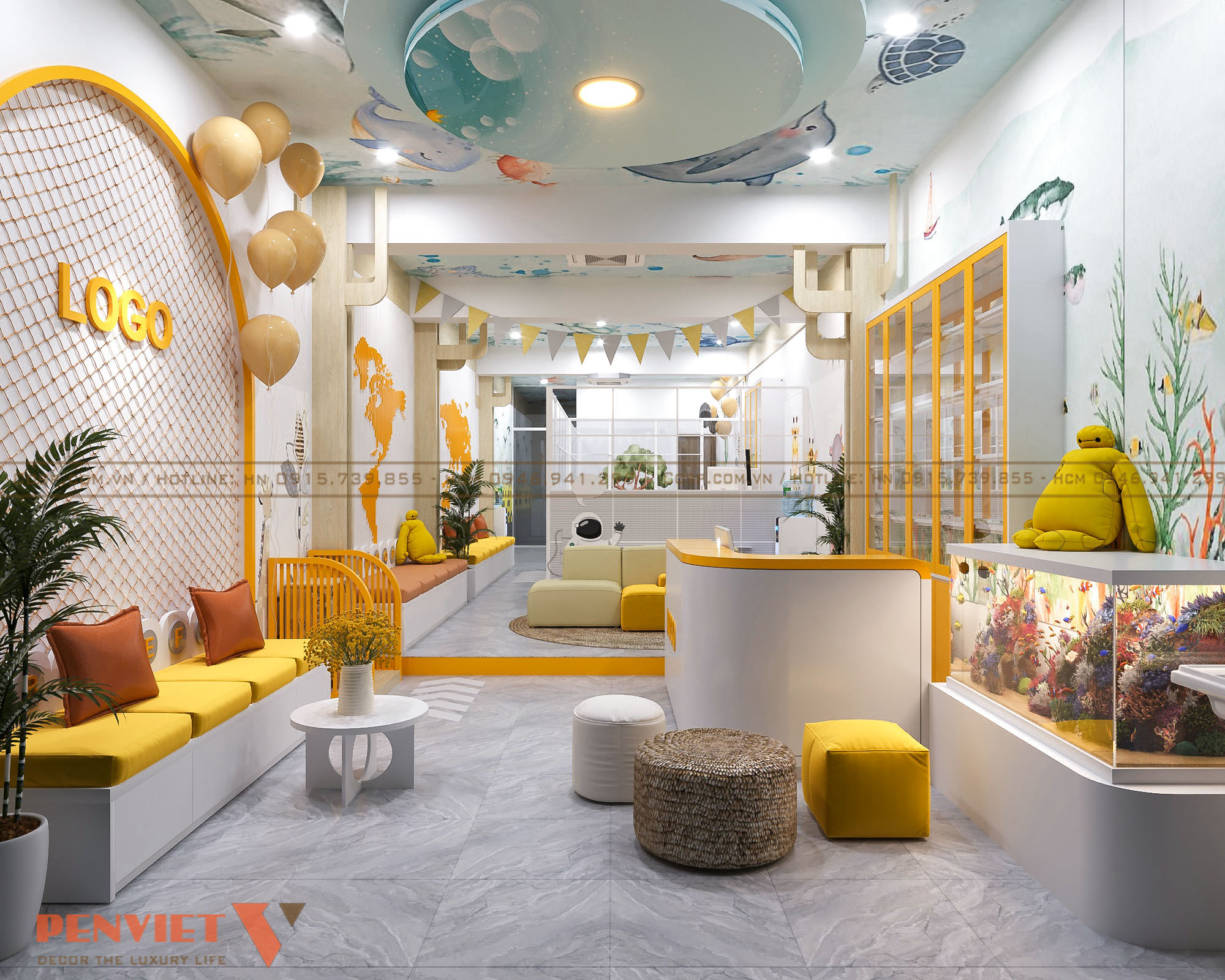 Khu vực sảnh chờ của phòng khám nhi