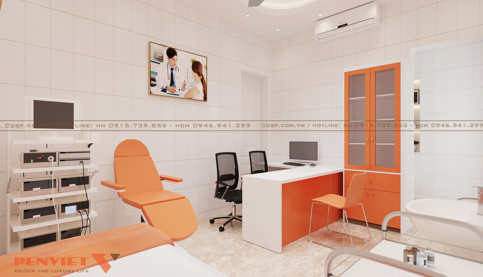 Phòng khám bố trí các đồ dùng gọn gàng