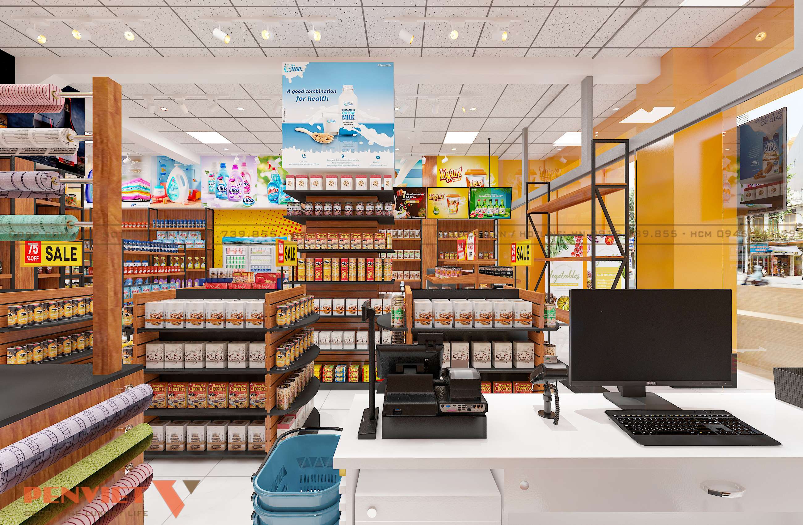 Hệ tủ được phân chia khu vực hợp lý, thuận tiện