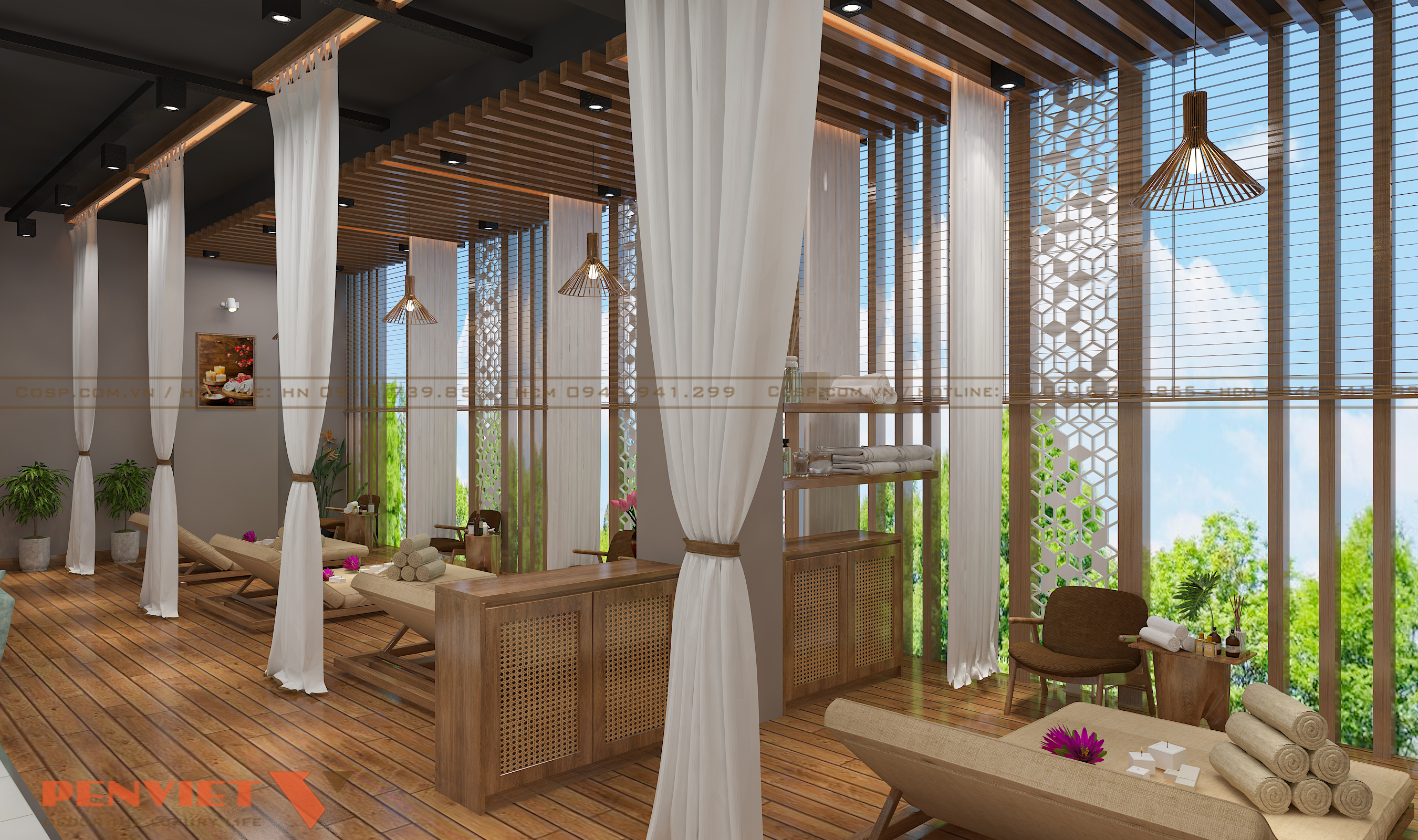 Các vật liệu tre, gỗ được sử dụng cho vách trần, tường, sàn nhà