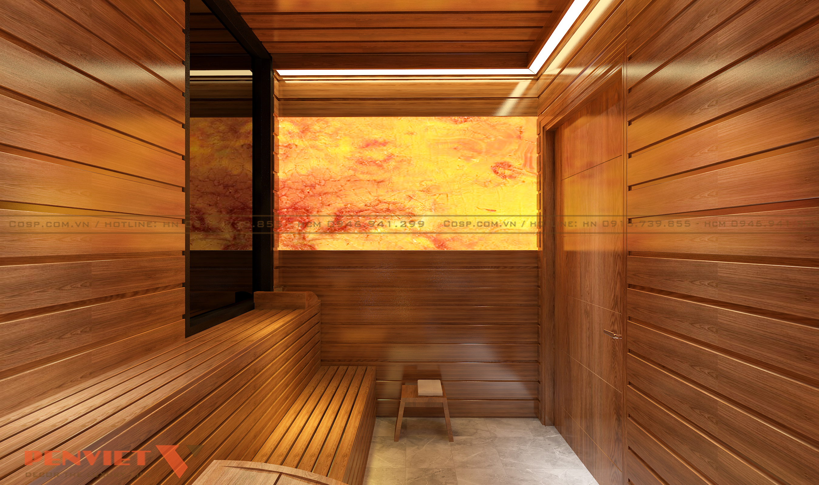 Ốp nhựa PVC giả đá cùng đèn led phát sáng