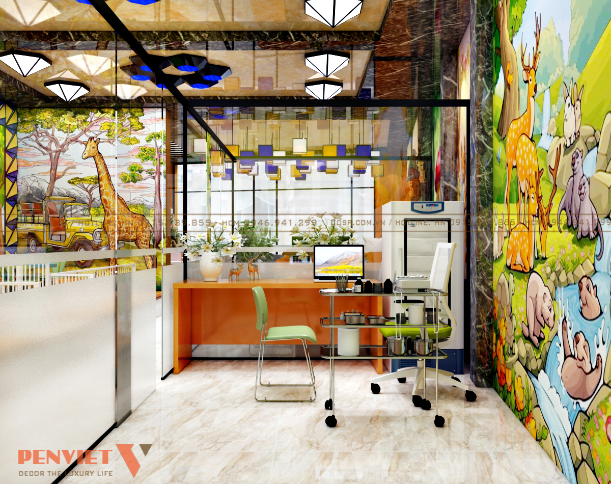 Trang trí họa tiết dễ thương trên các bức tường thu hút sự chú ý của trẻ