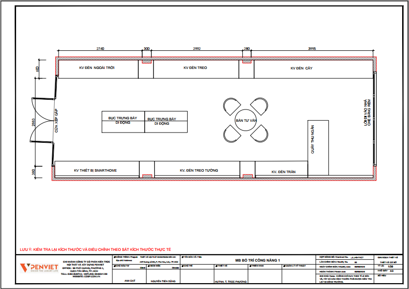 Mặt bằng bố trí công năng showroom đèn