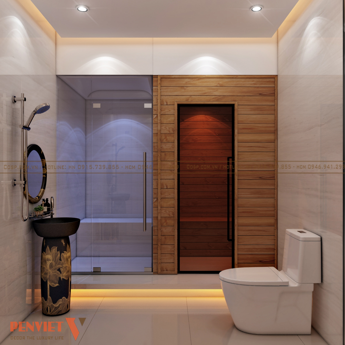 Không gian phòng xông hơi sạch sẽ