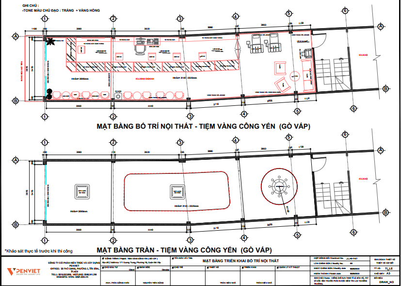 Mặt bằng bố trí nội thất tiệm vàng Công Yến