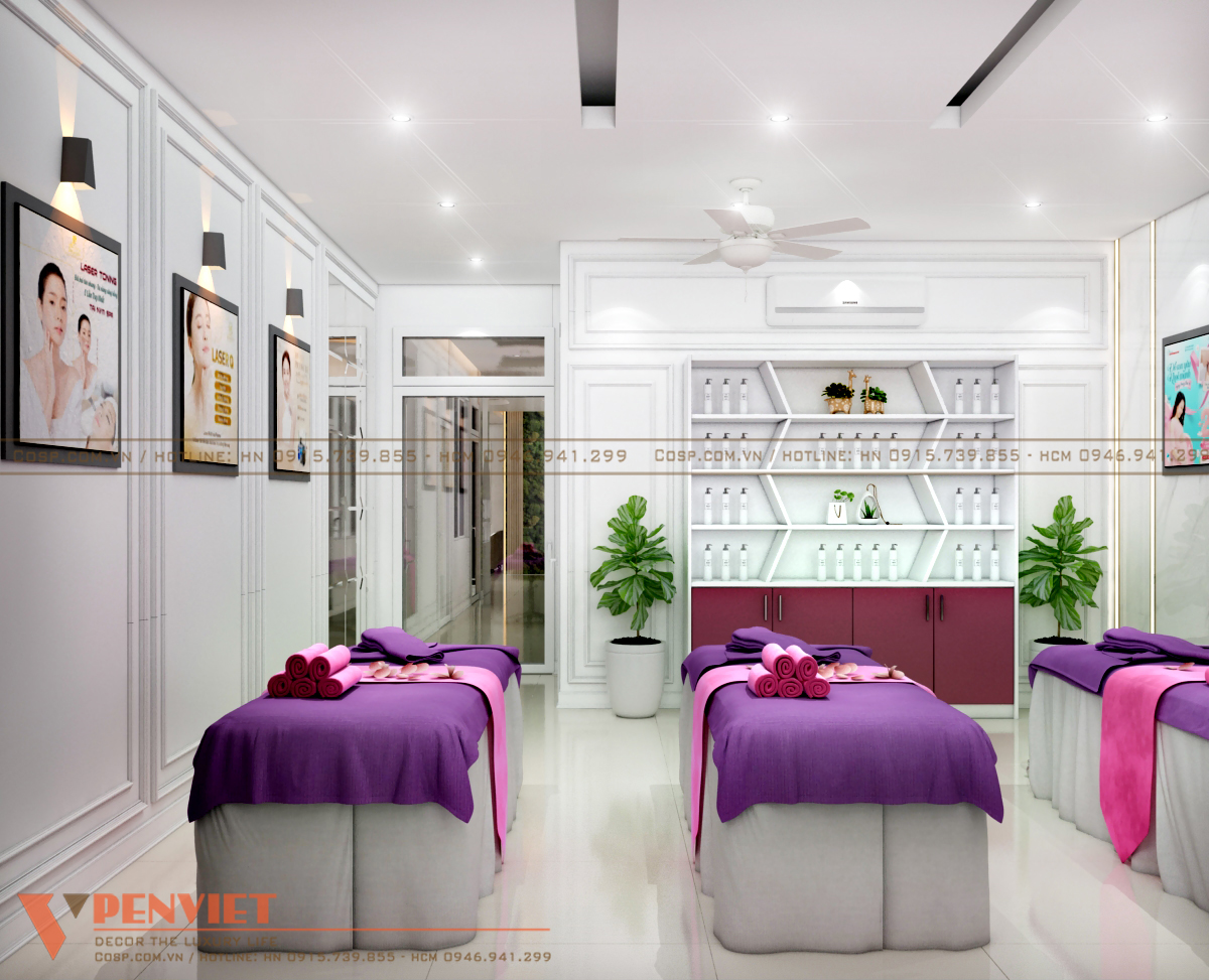 Sử dụng gam màu trắng, tím nổi bật