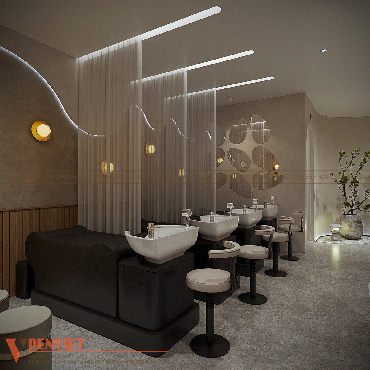 Hệ thống ánh sáng dịu nhẹ tạo sự thoải mái cho khách hàng