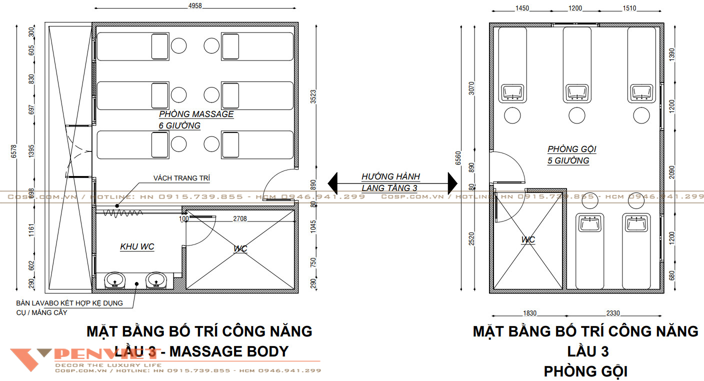 Mặt bằng bố trí nội thất của trung tâm dạy nghề