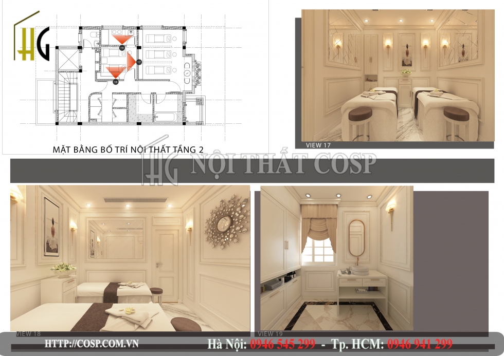 Không gian bố trí nội thất tầng 2