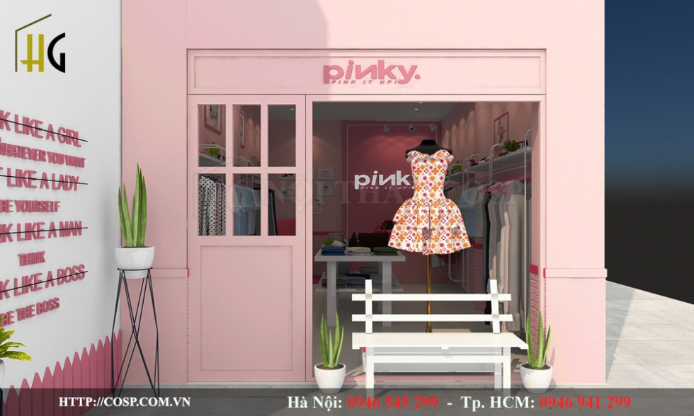 Mặt tiền của shop thời trang Pinky