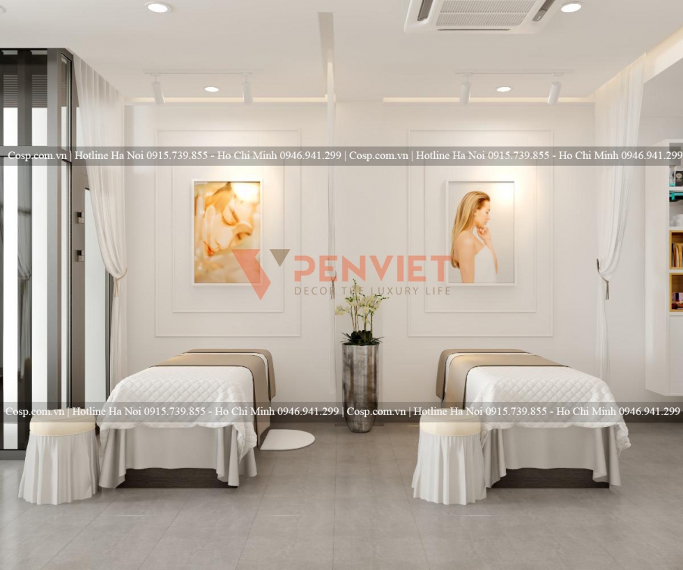 Giường massage màu trung tính, êm ái, dịu nhẹ