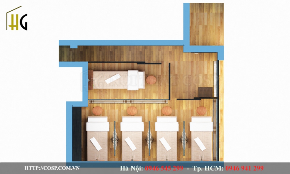 Thiết kế nội thất đơn giản của spa nostalgia