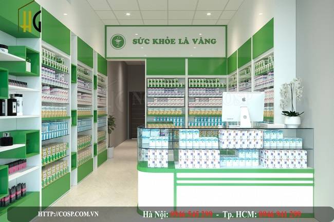 Ánh sáng ổn định tạo nên thiết kế nhà thuốc tây đẹp