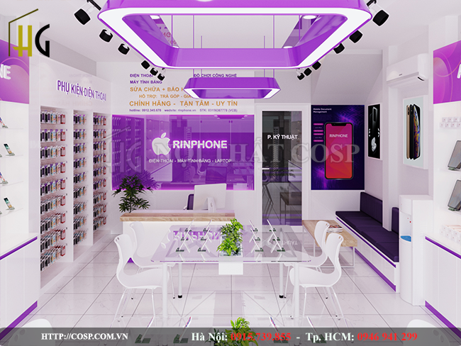 Cửa hàng điện thoại sử dụng ánh sáng tốt
