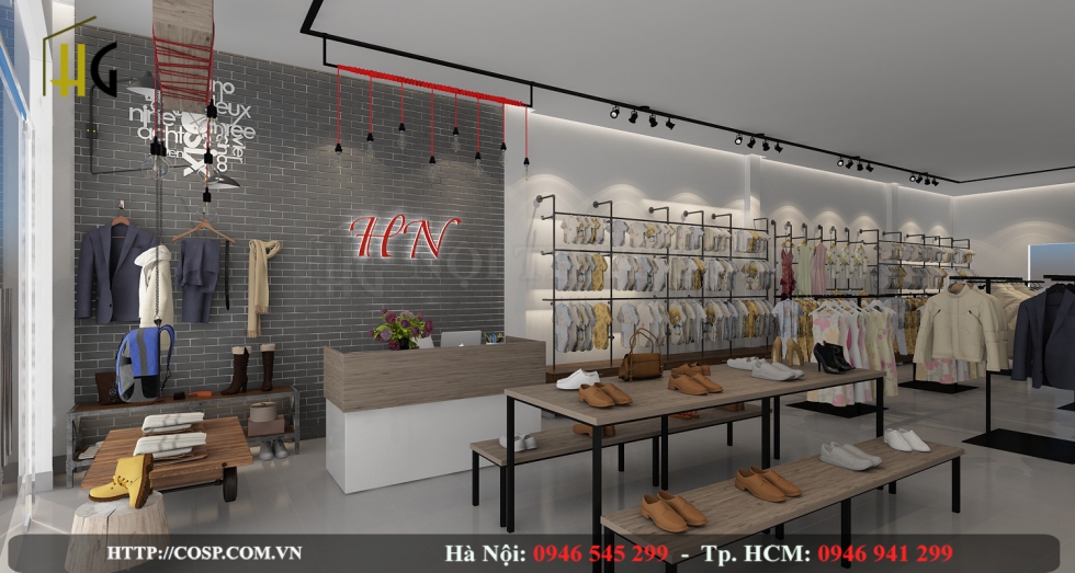 bay tri san pham trong thiet ke shop thoi trang 2