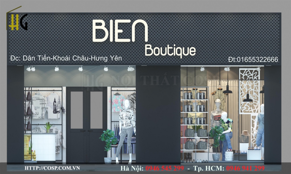 bay tri san pham trong thiet ke shop thoi trang 1