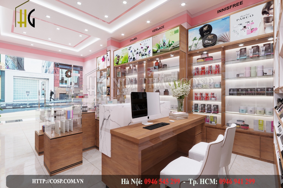 Sử dụng đèn led âm trần trong shop mỹ phẩm