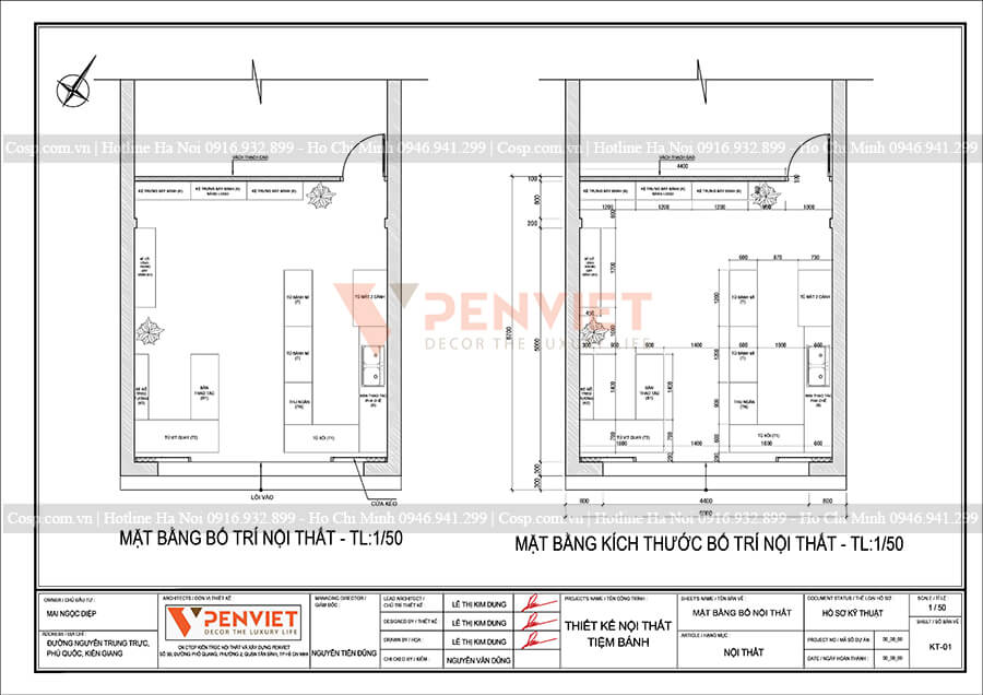 Mặt bằng bố trí nội thất tiệm bánh Thị Mẹt