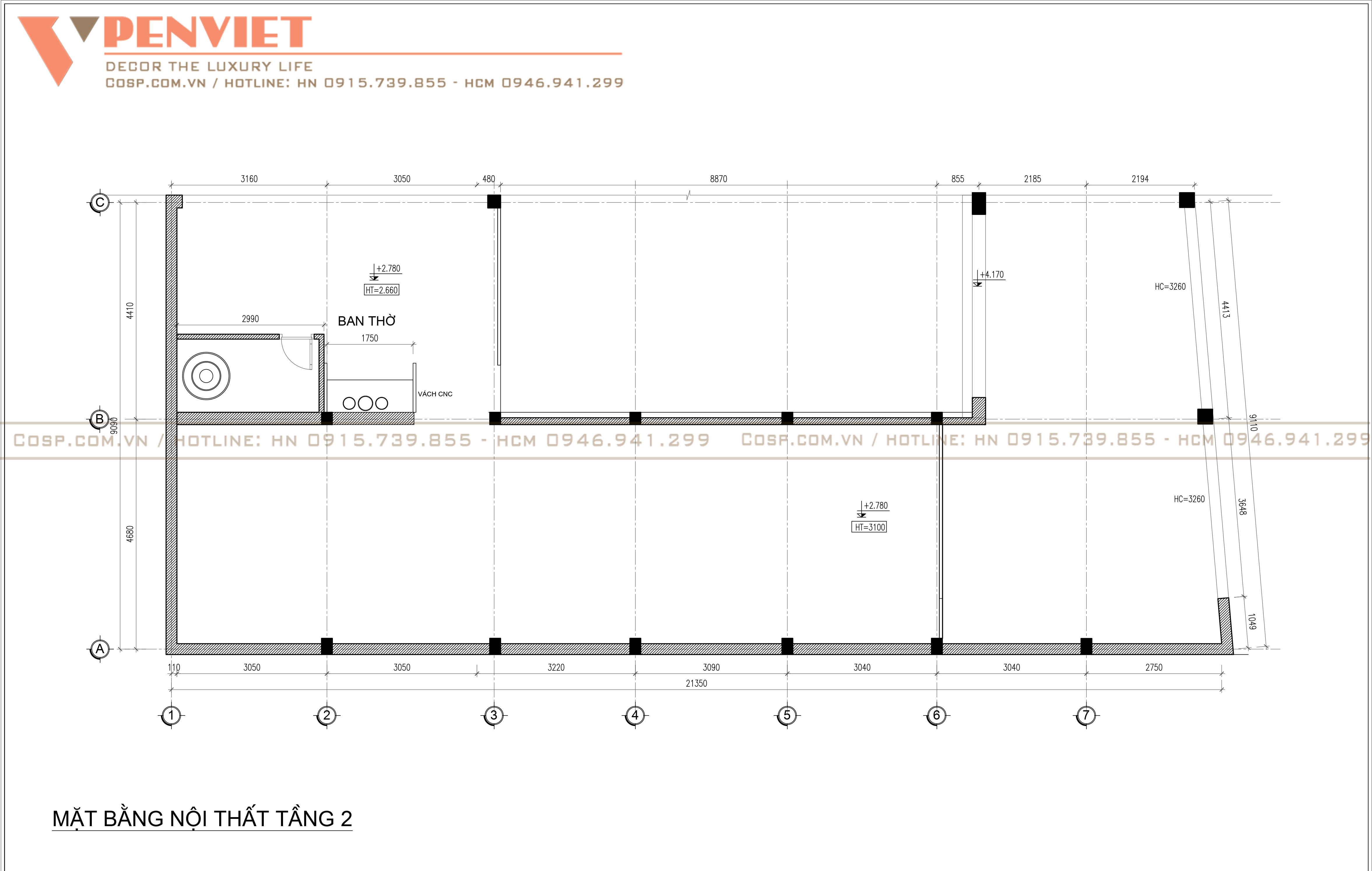 Phòng thờ được đặt ở tầng 2 để đảm bảo sự yên tĩnh