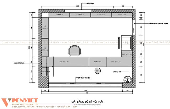 Bố trí không gian nhà thuốc