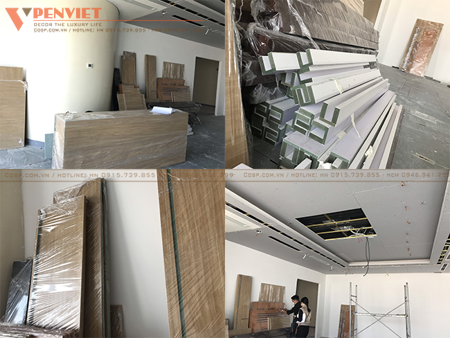 Tập kết vật liệu phục vụ cho lắp đặt nội thất