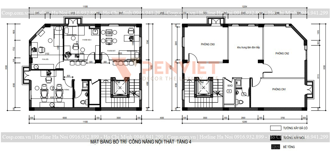 Bản vẽ mặt bằng bố trí công năng tầng 4