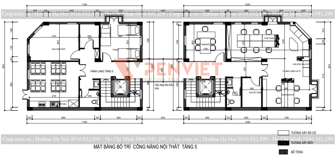 Bản vẽ mặt bằng bố trí công năng tầng 5
