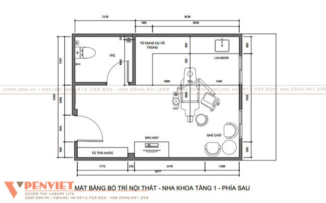 Phòng chức năng đảm bảo diện tích theo quy định