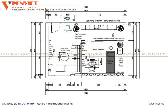 Mặt bằng bố trí đồ nội thất phòng khám da liễu Việt – Hàn Beauty & Clinic
