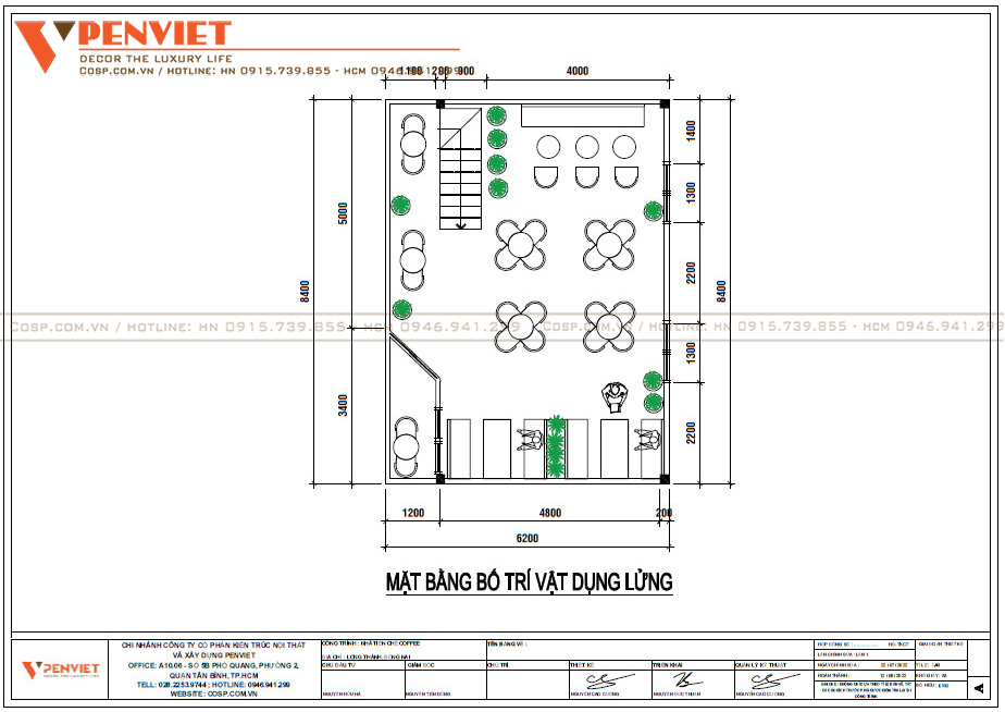 Bố trí mặt bằng quán cafe Infinitea