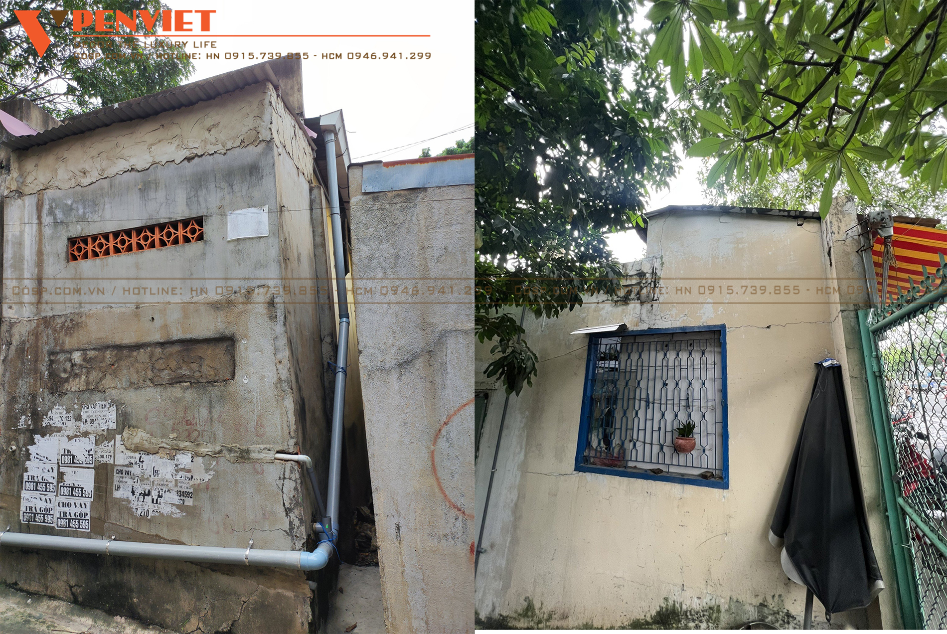 Tình trạng xuống cấp của mặt bằng