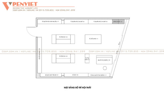 Bố trí mặt bằng shop mẹ và bé Baby World