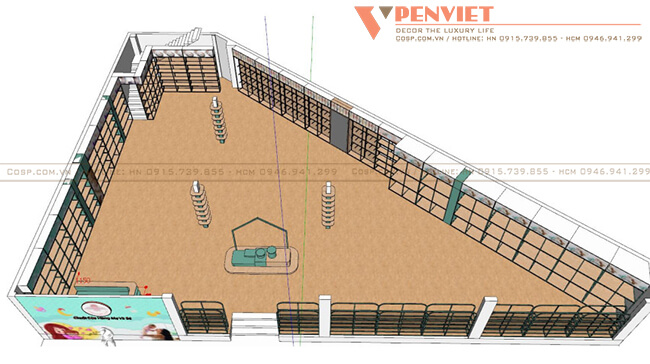 Bố trí mặt bằng nội thất tại shop mẹ và bé Chip Chip Luxury