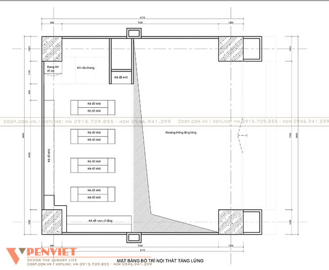 Mặt bằng bố trí nội thất tầng lửng