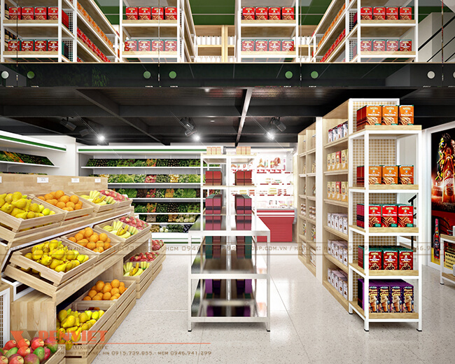 Sắp xếp kệ thấp ở vị trí trung tâm cửa tiệm