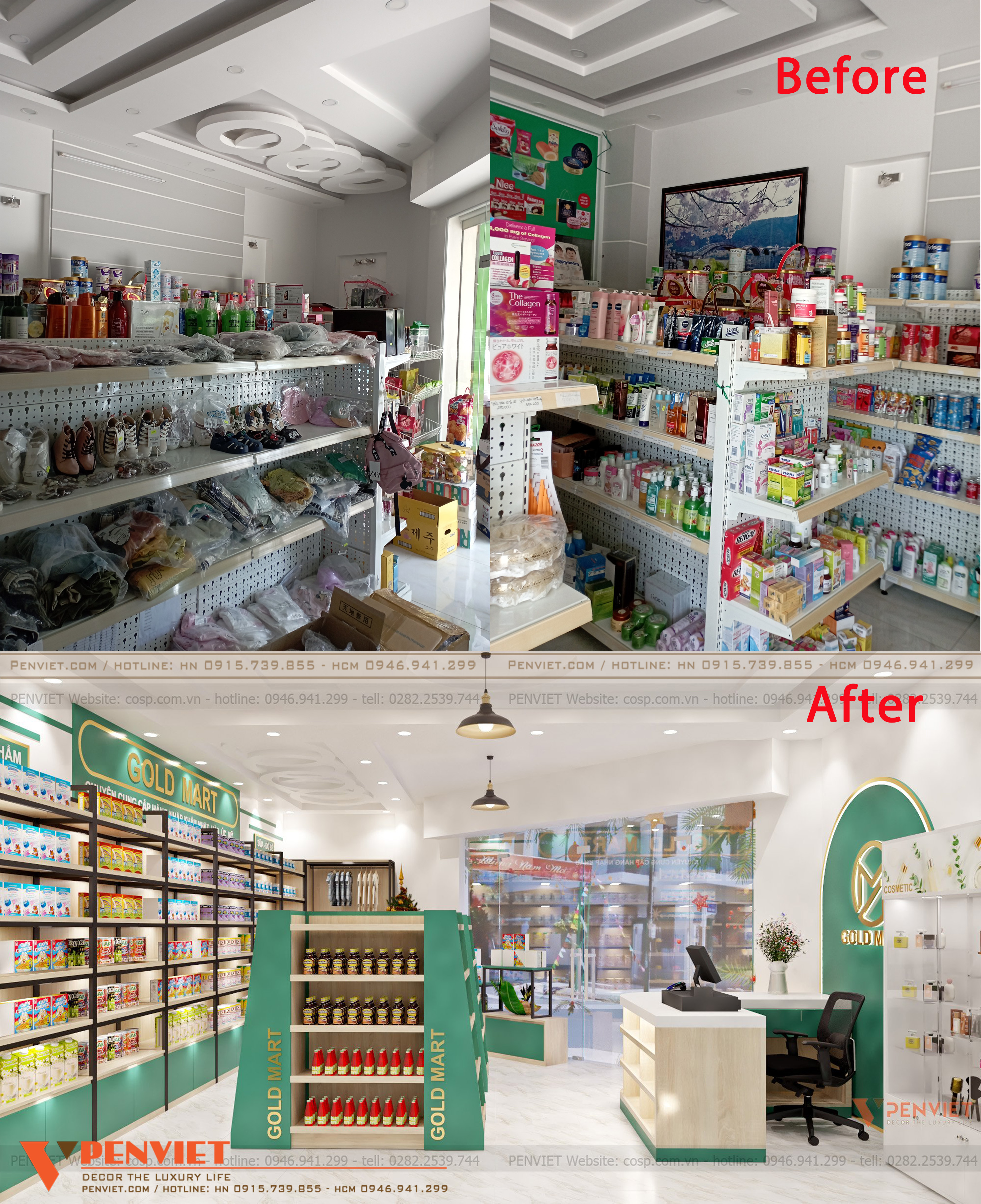 Ý tưởng thiết kế nội thất siêu thị mini mang phong cách hiện đại